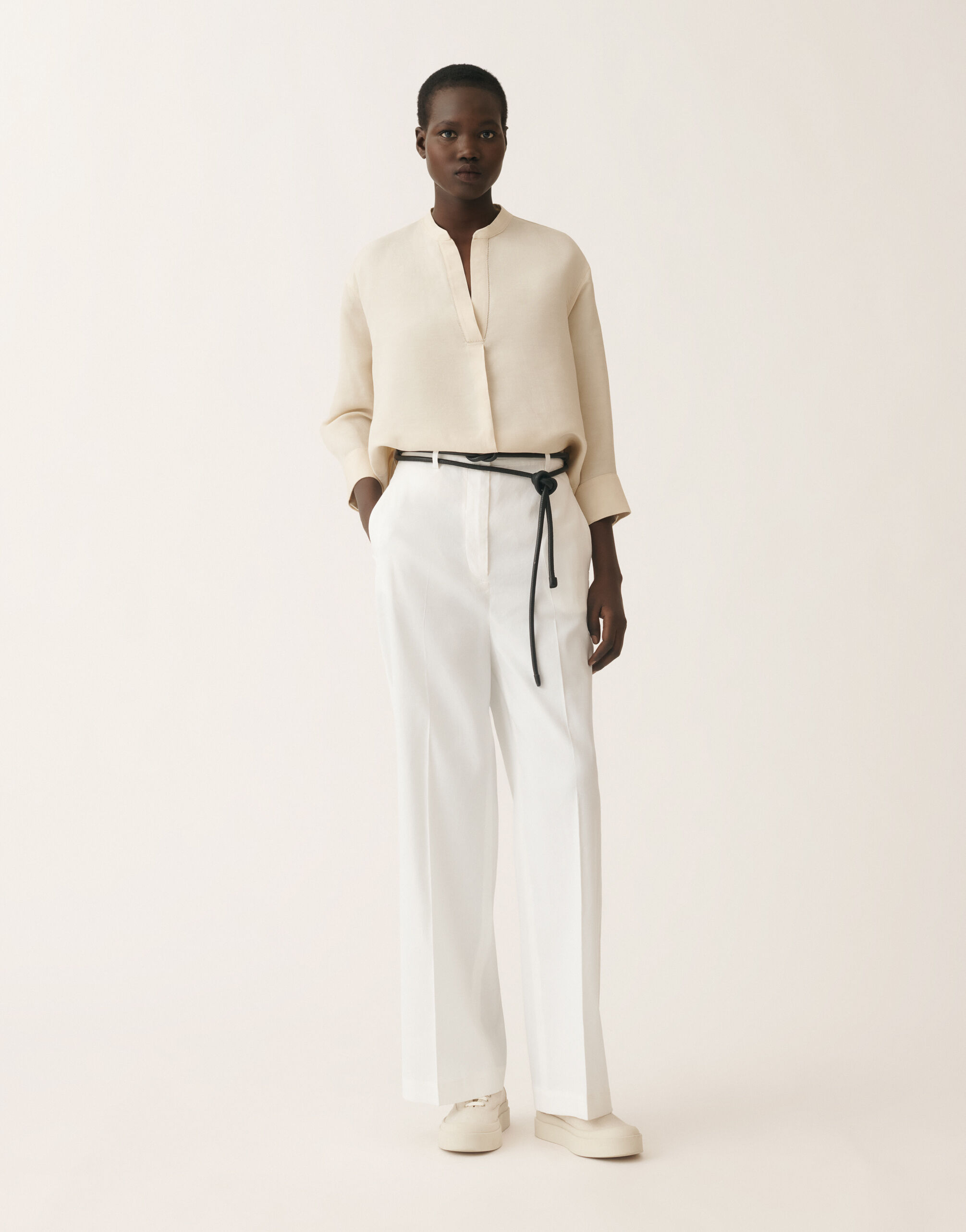 Fabiana Filippi Linen and viscose shirt, light sand SAND CADC02F351H5470000