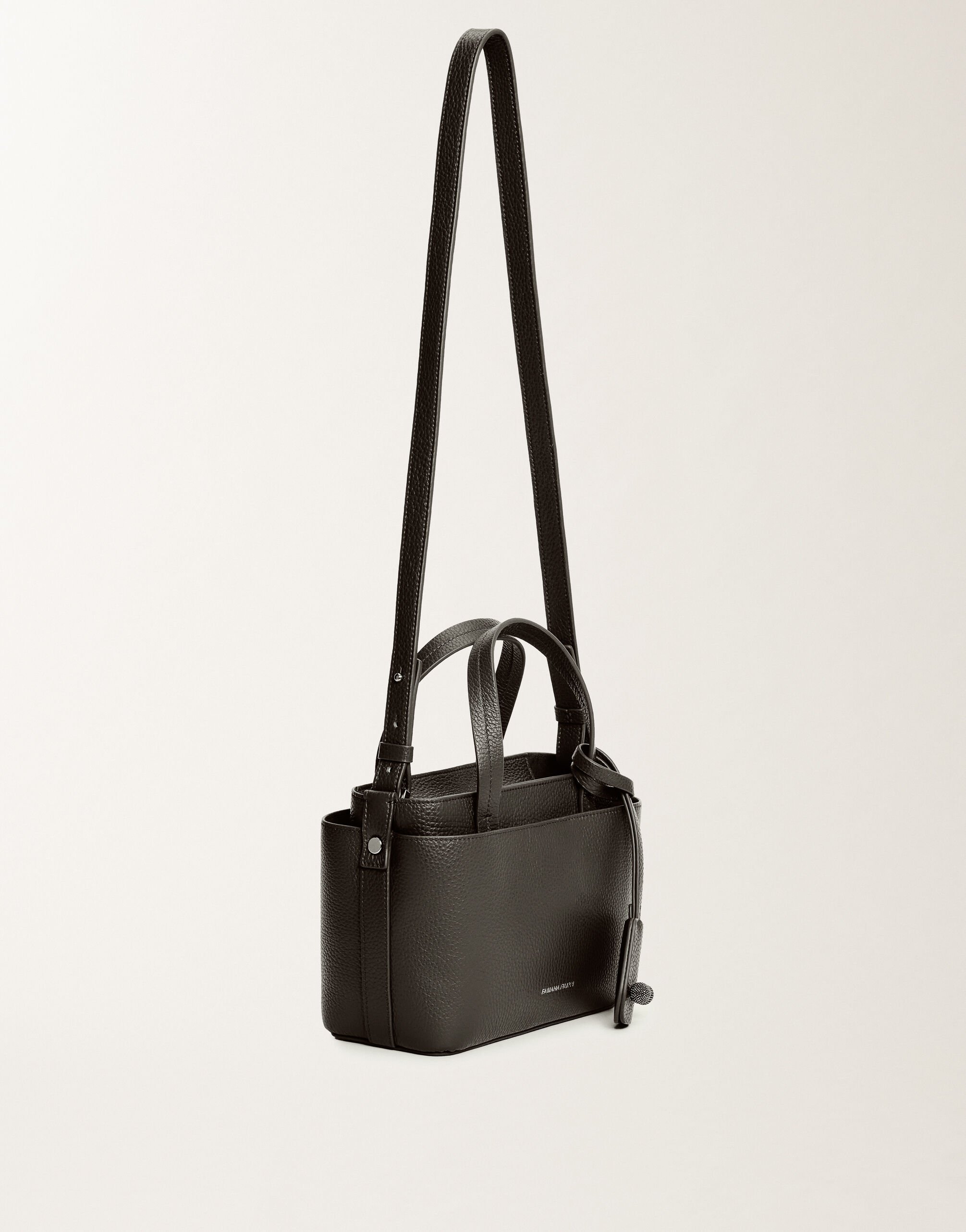Fabiana Filippi Mittelgroße Handtasche aus genarbtem Leder, Schwarz Grau BGD215A861L8040000