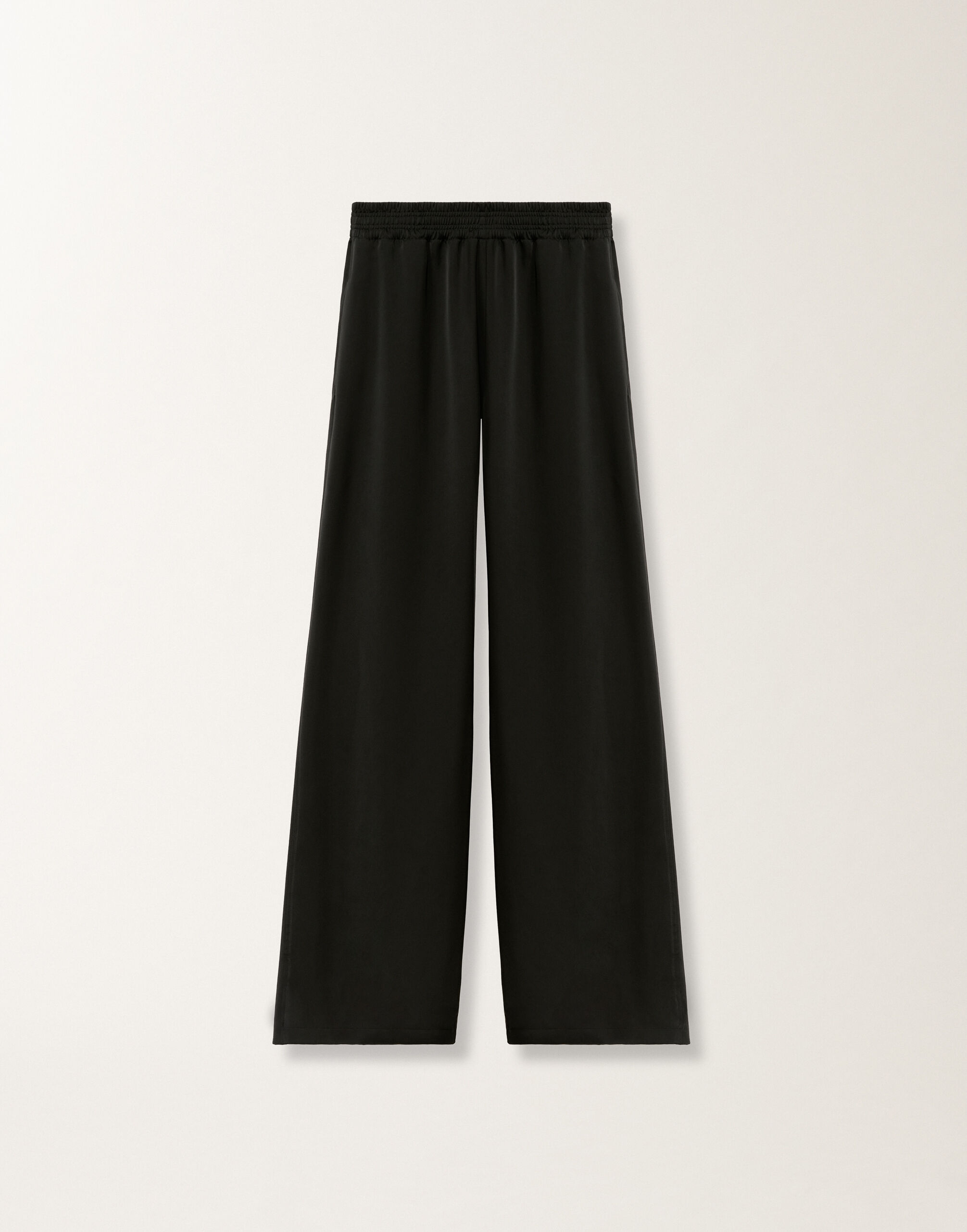 VISCOSE SATIN WIDE LEG TROUSERS WITH ELASTIC WAISTBAND