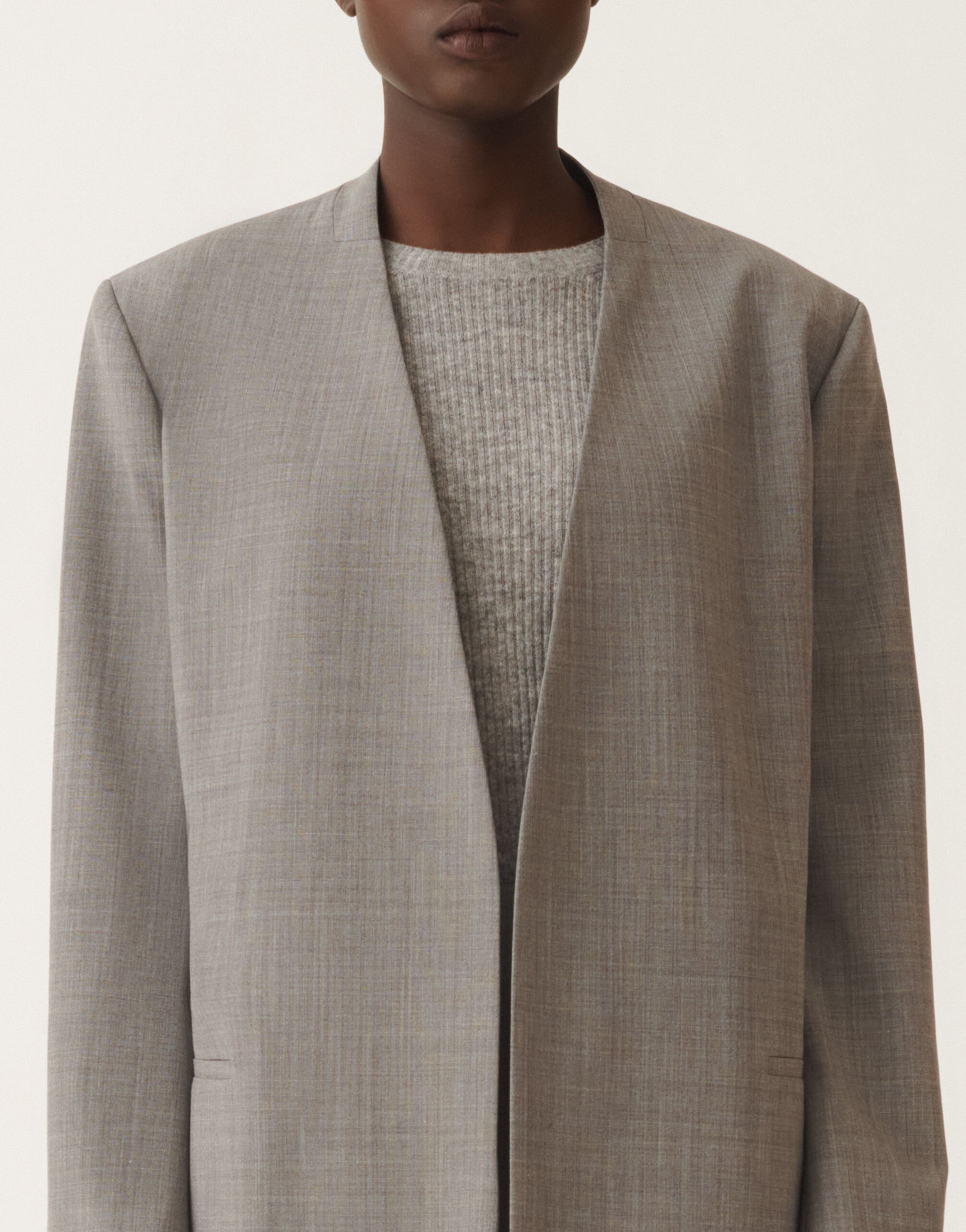 Cool wool long jacket, melange rock for Women | Fabiana Filippi®