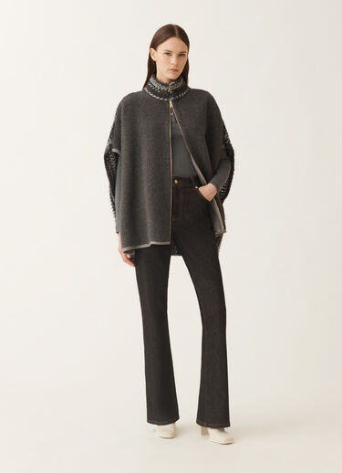 Fabiana Filippi Cape in soft double chevron, grey Grey CTD225F726L7020000