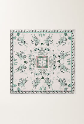 Fabiana Filippi Silk twill scarf with painted print, aqua green LAVENDER CAD275F233L3630000
