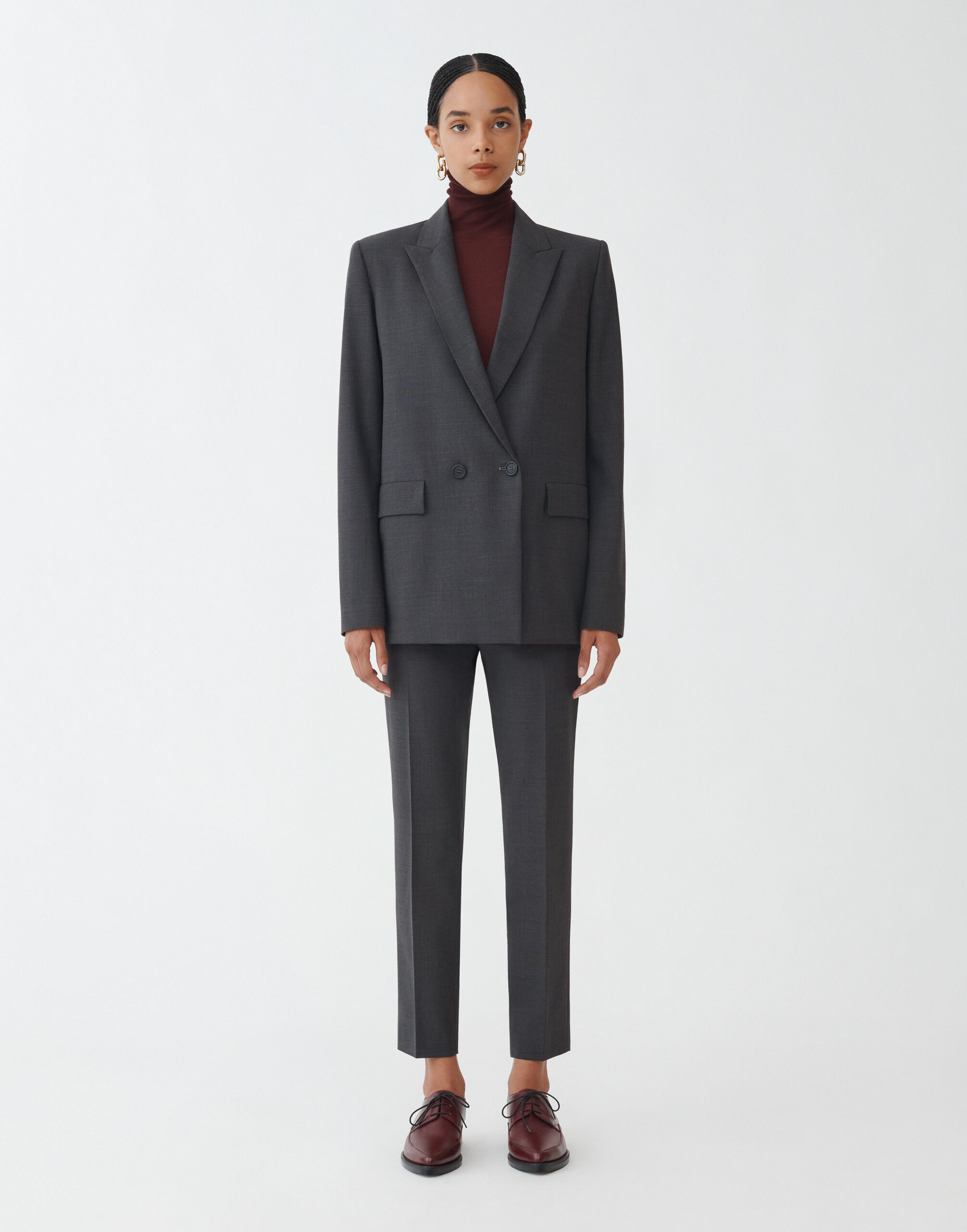 Fabiana Filippi Cool wool double-breasted jacket, charcoal CHARCOAL GCD264F162D6200000