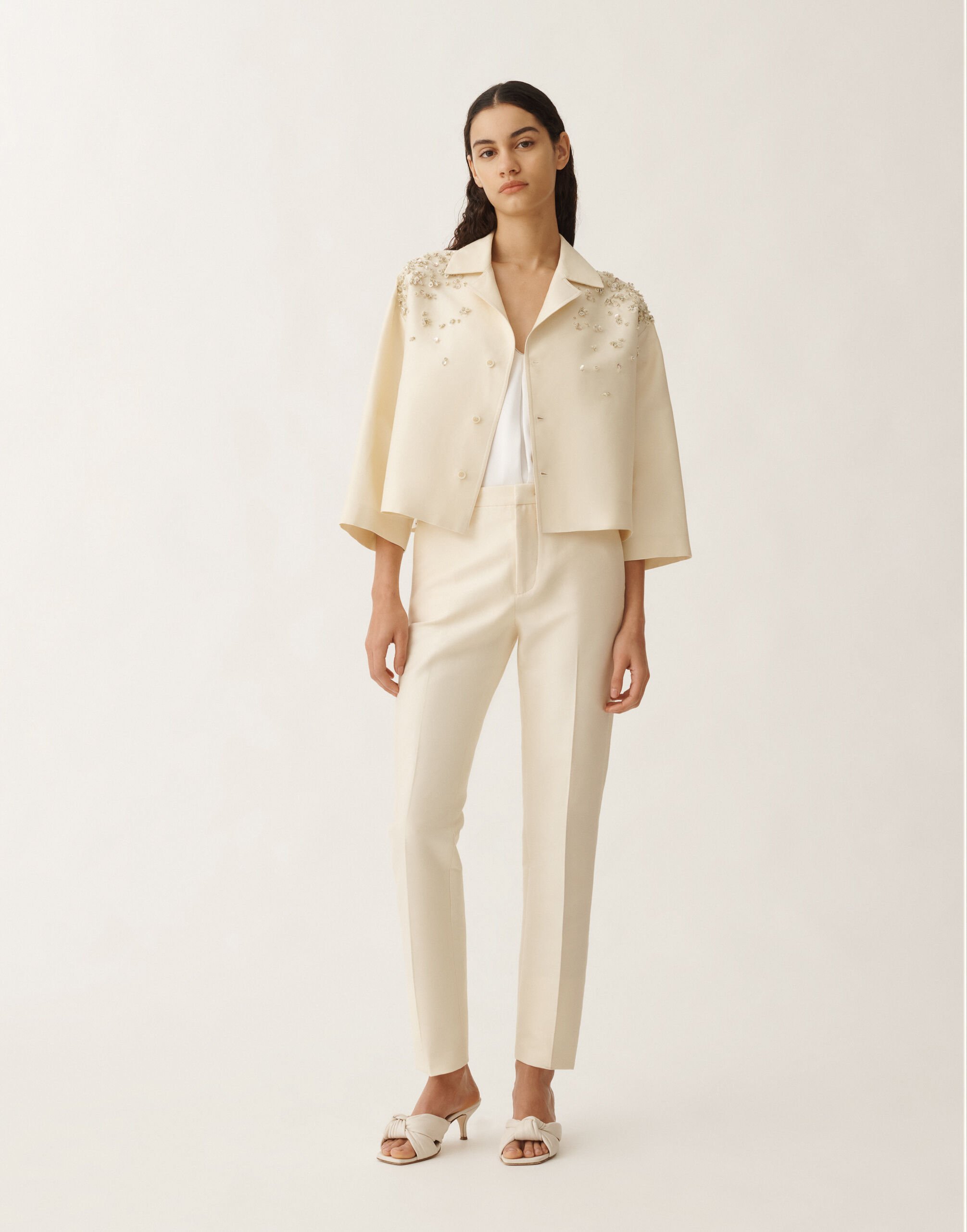 Fabiana Filippi Montefalco cotton and silk mikado trousers, vanilla VANILLA PAD265F326D7870000