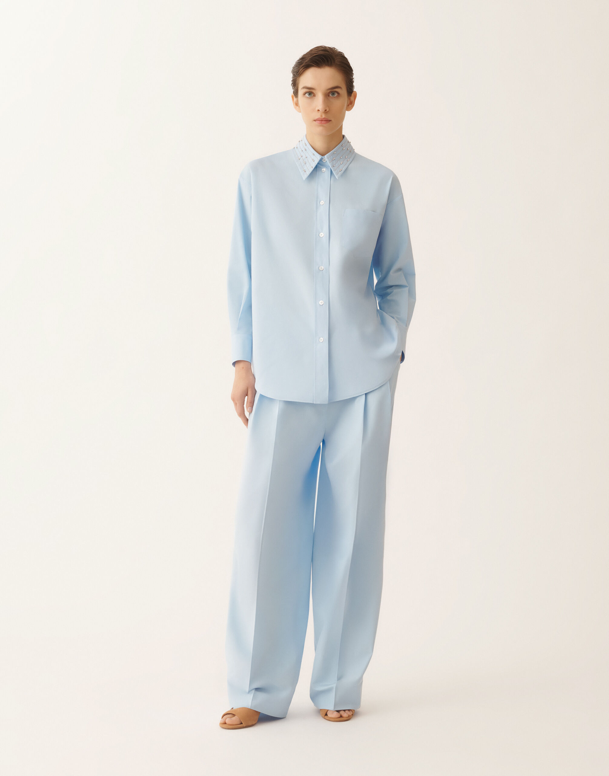 Long sky blue poplin shirt Fabiana Filippi Long sky blue poplin shirt SKY BLUE CAD276F416M1600000
