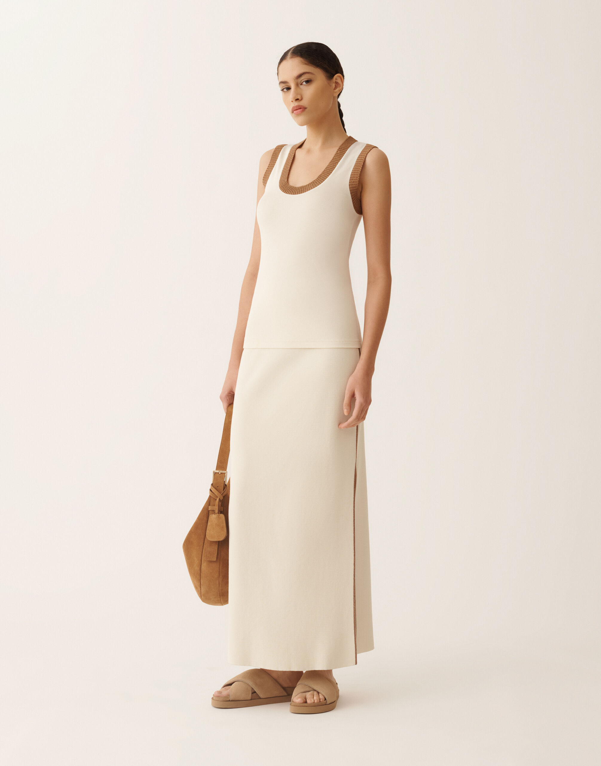 Fabiana Filippi Jersey tank top, butter and wicker BUTTER JED276F582M2240000