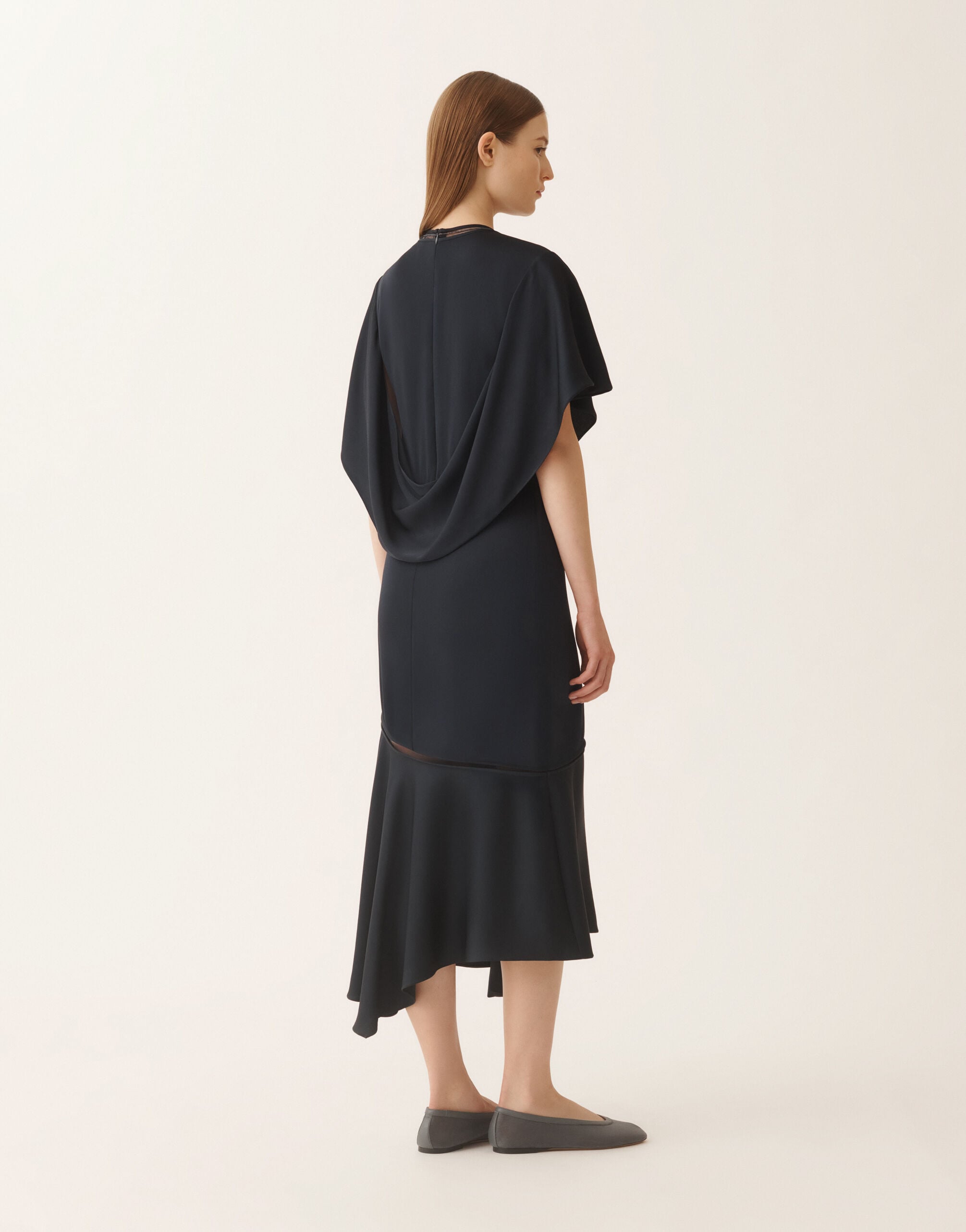 Midi dress in midnight blue enver satin for Women | Fabiana Filippi®
