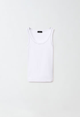 Fabiana Filippi RIBBED JERSEY TANK TOP WITH FILO DIAMANTE WHITE TPD264F221D6460000