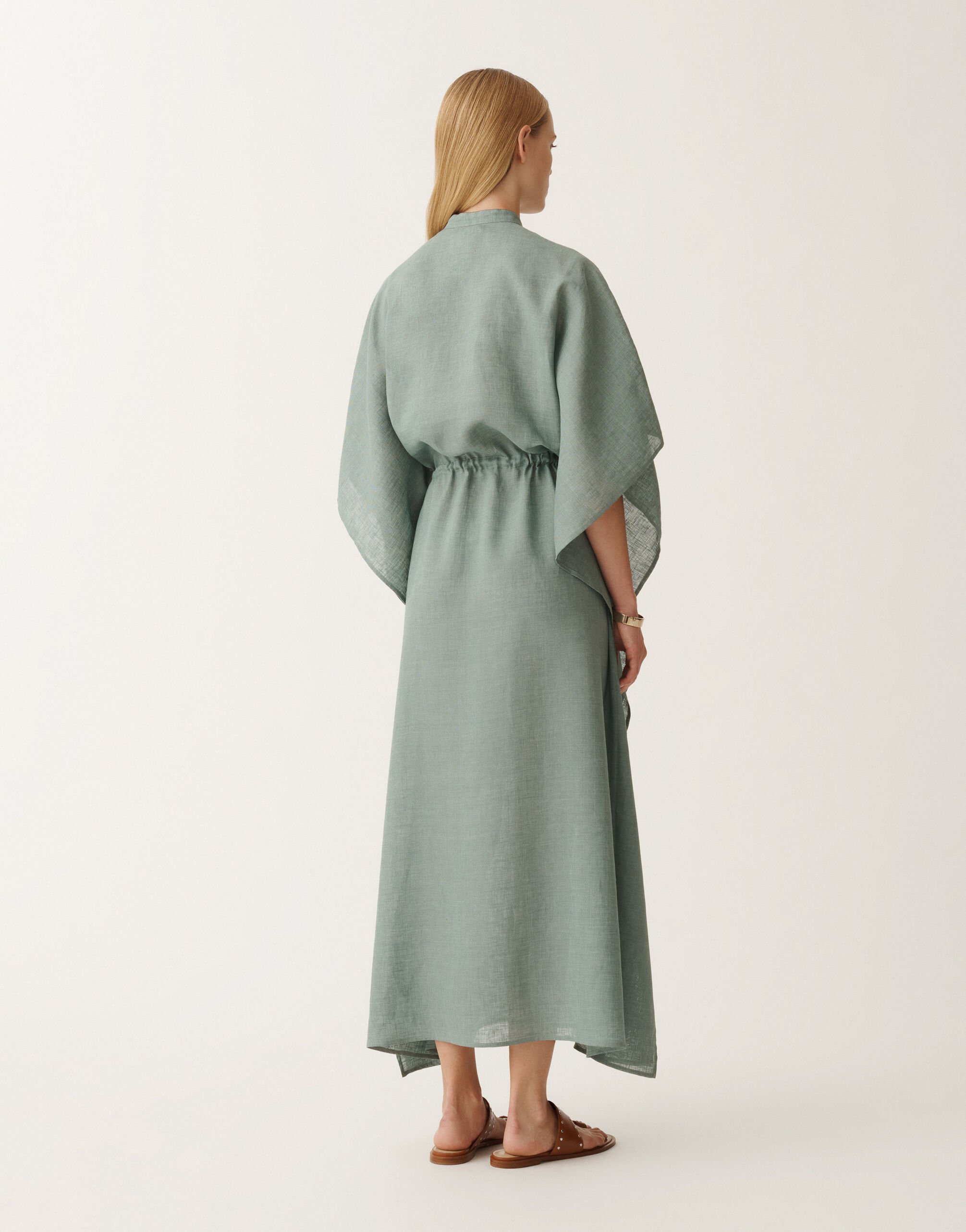 Fabiana Filippi Caftan en toile de lin, bleu pétrole TURQUOISE ABD275F538L3770000