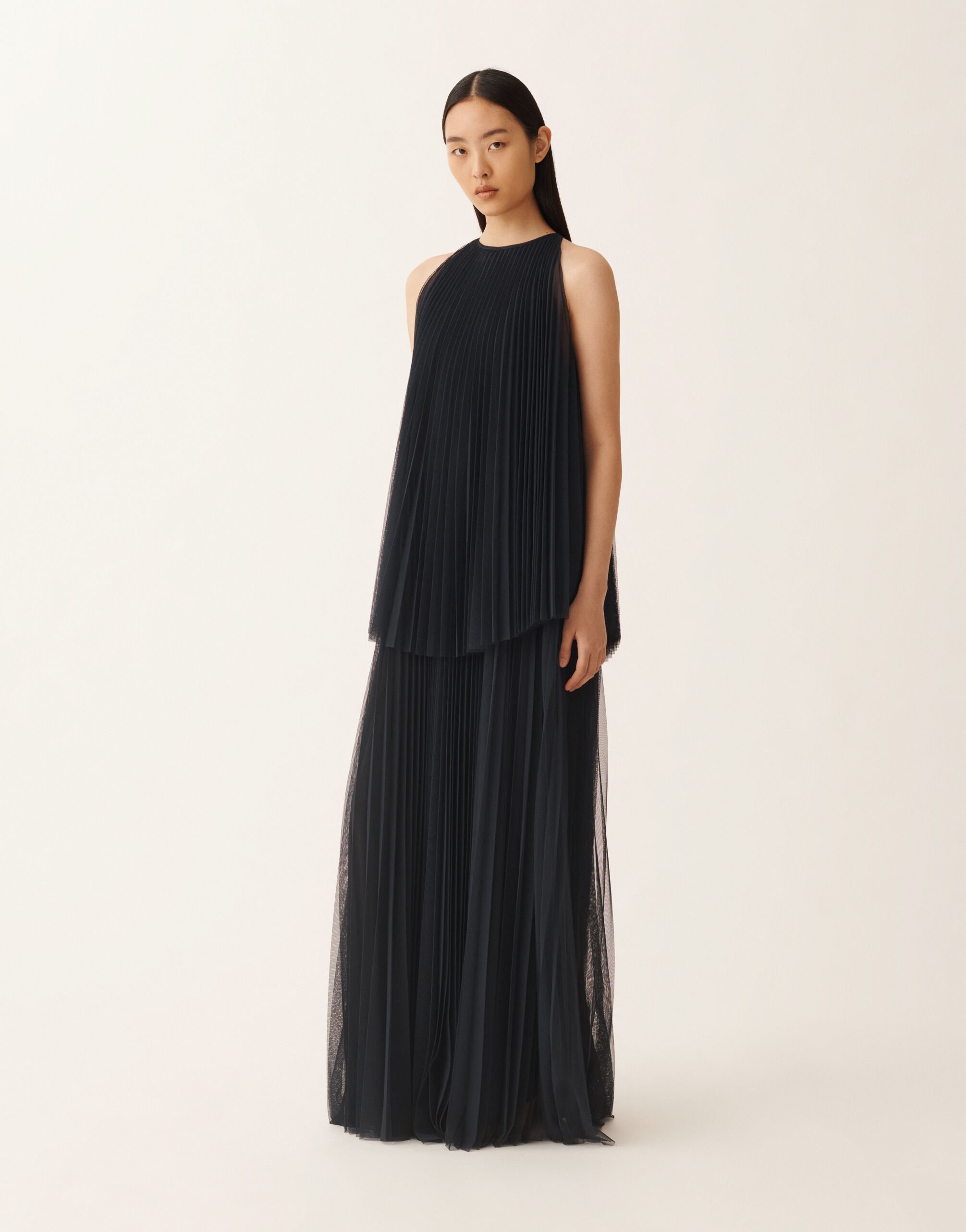 Fabiana Filippi Vestido de tul plisado, azul medianoche AZUL MEDIANOCHE ABD276F647M1690000