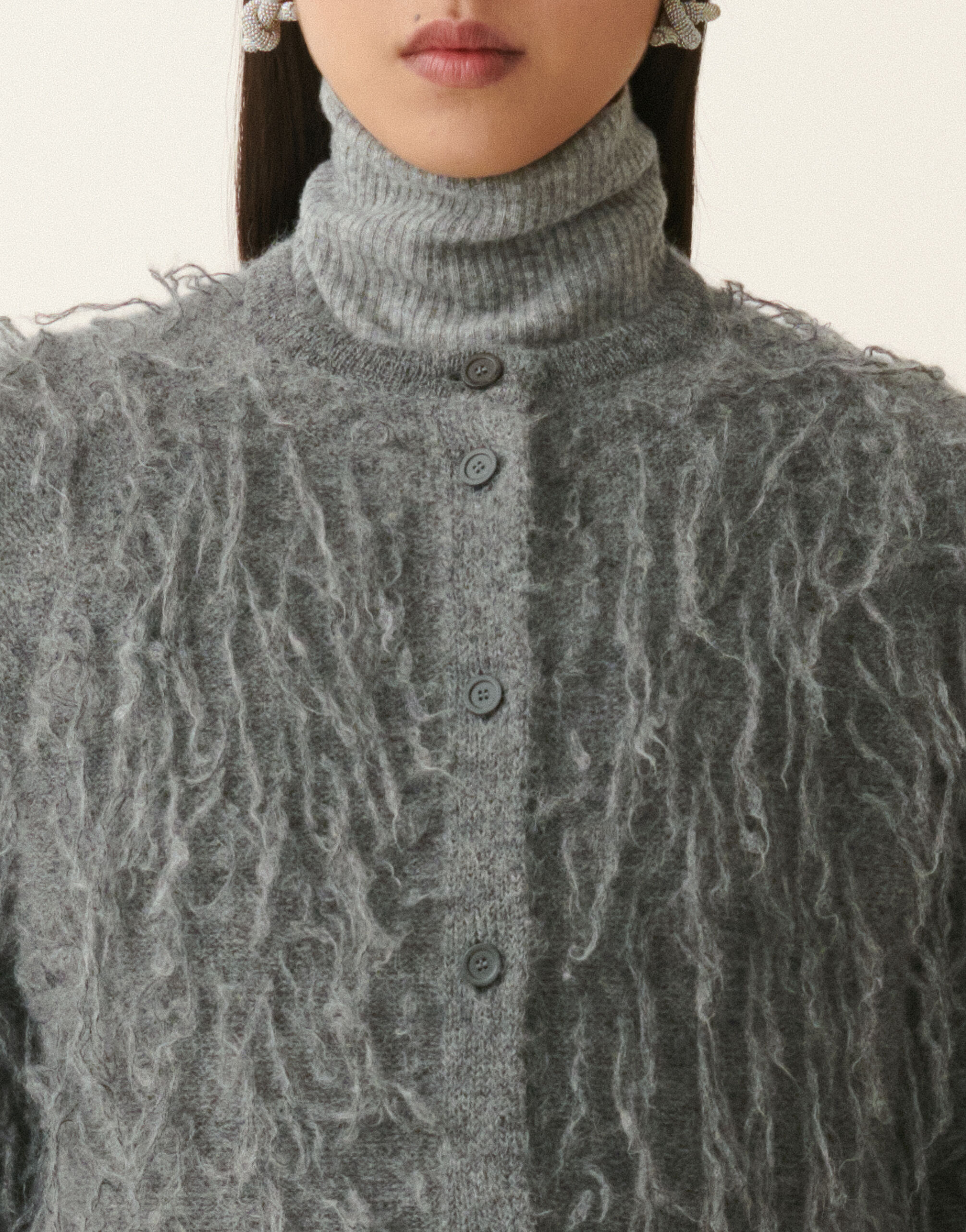 Fabiana Filippi Mohair cardigan, charcoal Charcoal MAD226F465D9360000