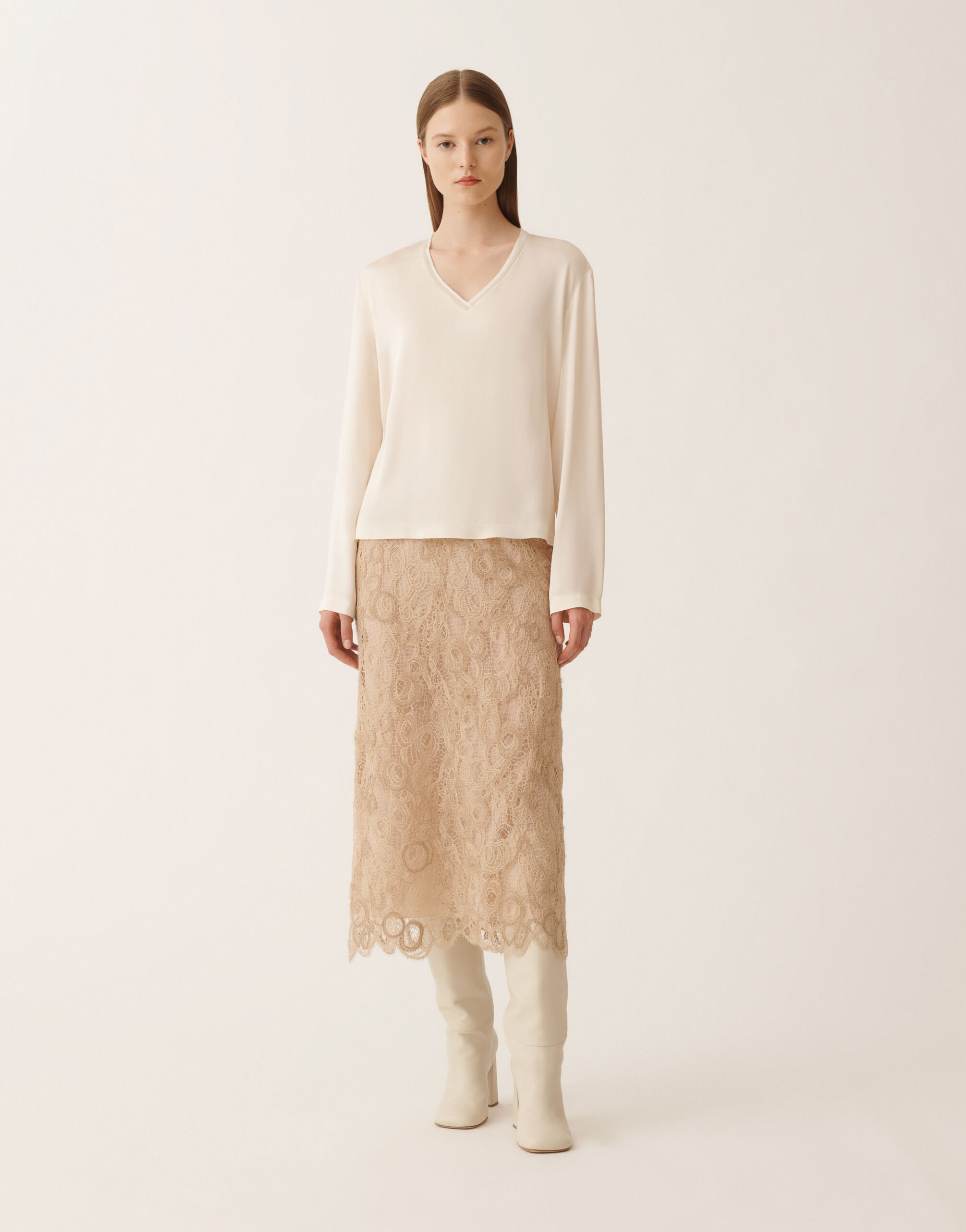 Fabiana Filippi Top aus Enver Satin, Butter Weiß TPD225F862L7040000