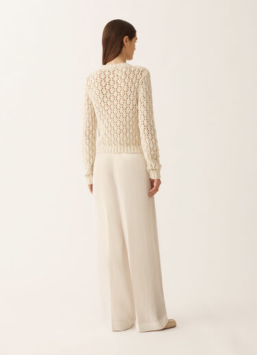 Fabiana Filippi Cotton ribbon sweater with sequins, cream BUTTER MAD276F101M1020000