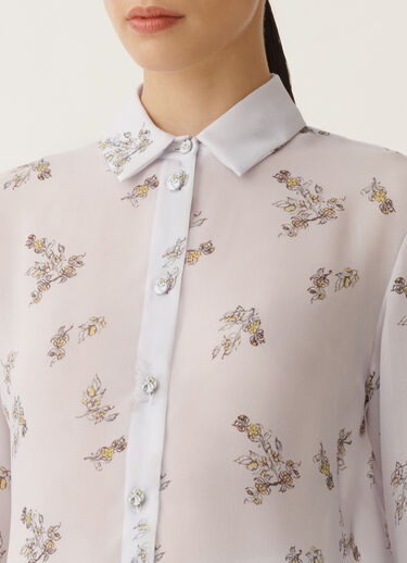 Fabiana Filippi Georgette T-shirt with painted botanical print, mauve LAVENDER CAD275F233L3630000
