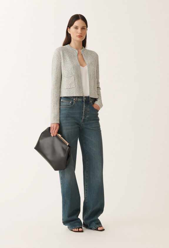 Fabiana Filippi Lurex knit tweed cardigan, vanilla and aqua green VANILLA/AQUAGREEN MAD275F584L3660000