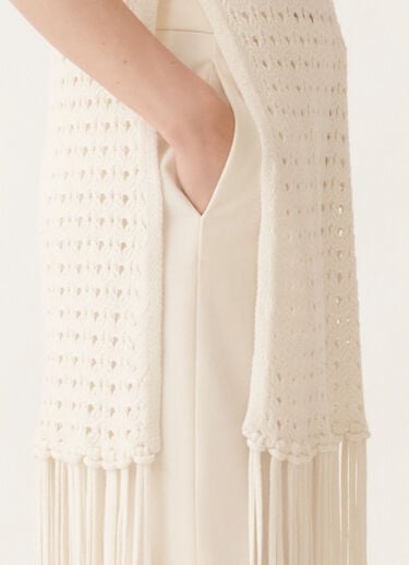 Fabiana Filippi Maglia in Platinum con frange, rafia BIANCO MAD215F156L5050000