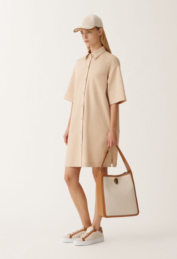 Fabiana Filippi Cotton gabardine mini dress, sand BROWN ABD265F229L1920000