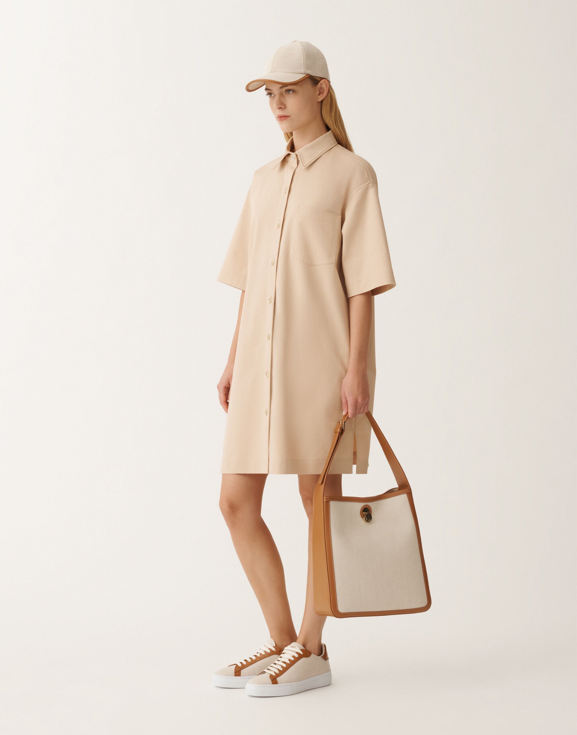 Fabiana Filippi Cotton gabardine mini dress, sand BROWN ABD265F229L1920000
