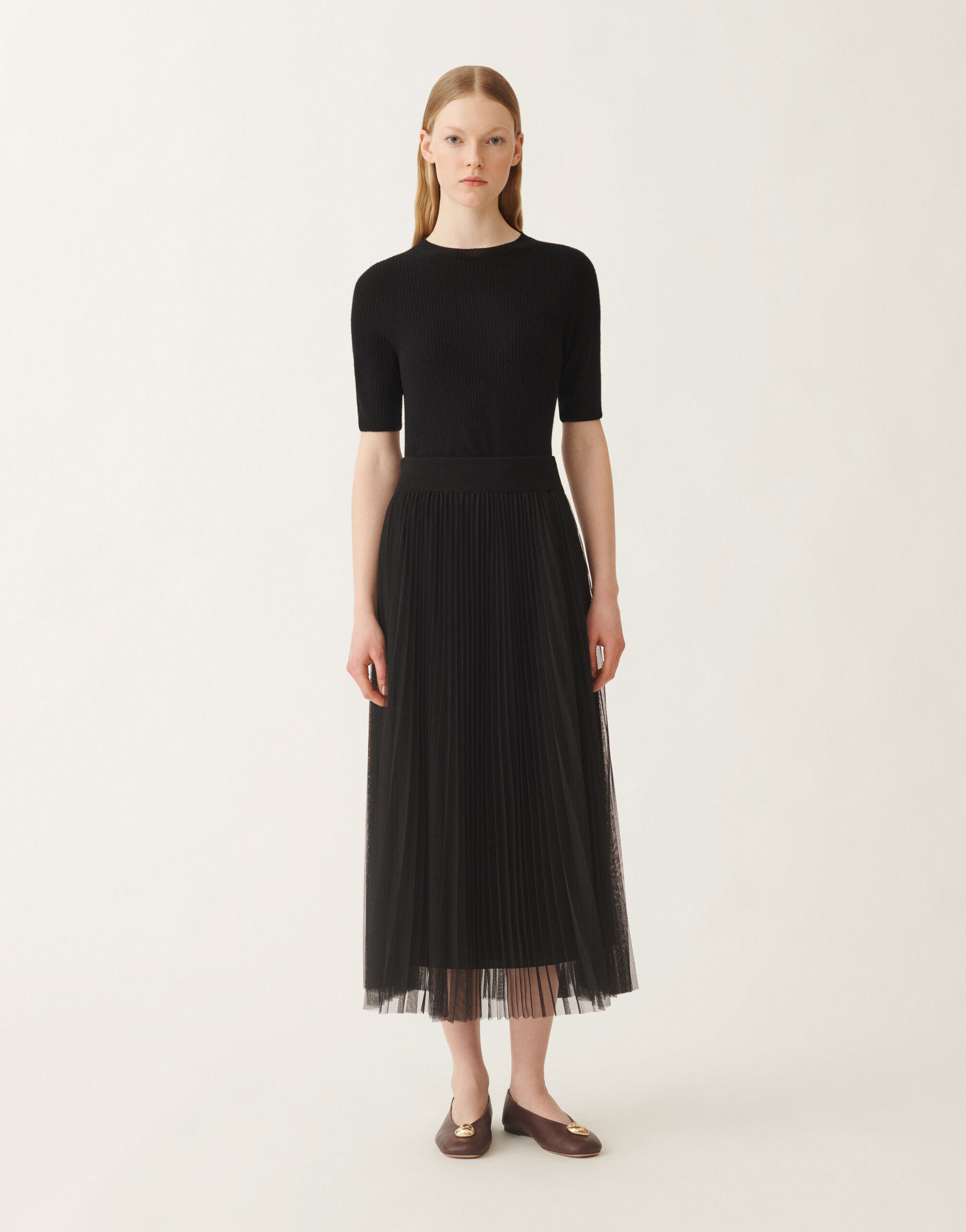 Fabiana Filippi Gonna ampia in tulle, nero Nero GND215F426L5480000