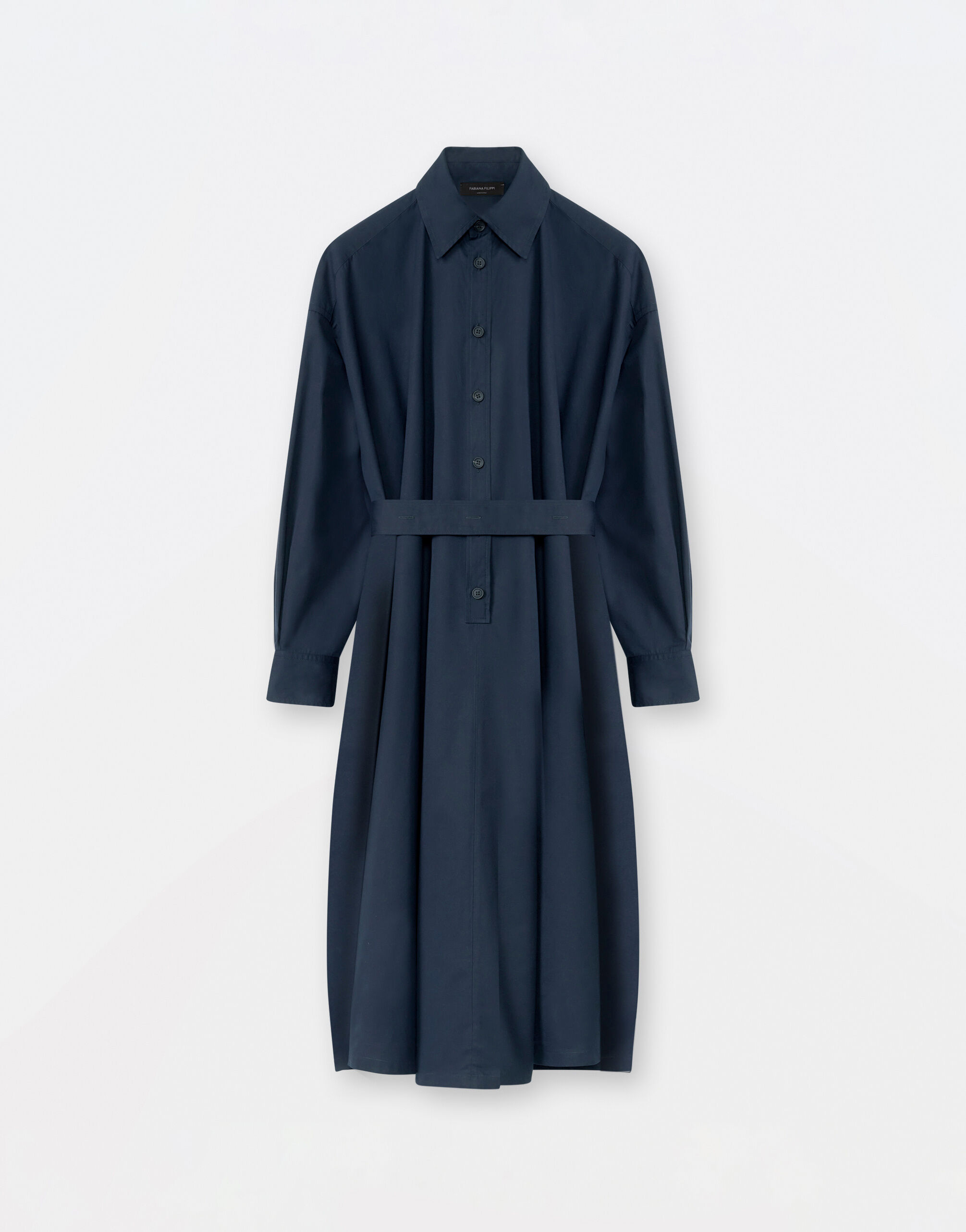 Fabiana Filippi cap-sleeve cotton shirt dress - Black