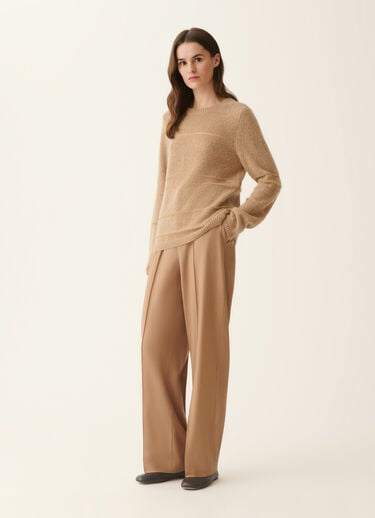 Platinum and mohair striped sweater, beech Fabiana Filippi Platinum and mohair striped sweater, beech Beech MAD226F438M4770000