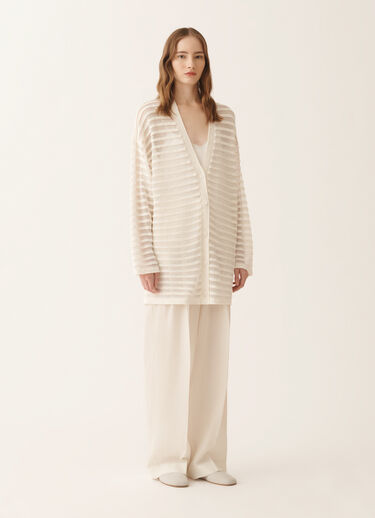 Fabiana Filippi White cotton and linen cardigan with sequins White MAD266F100L7680000