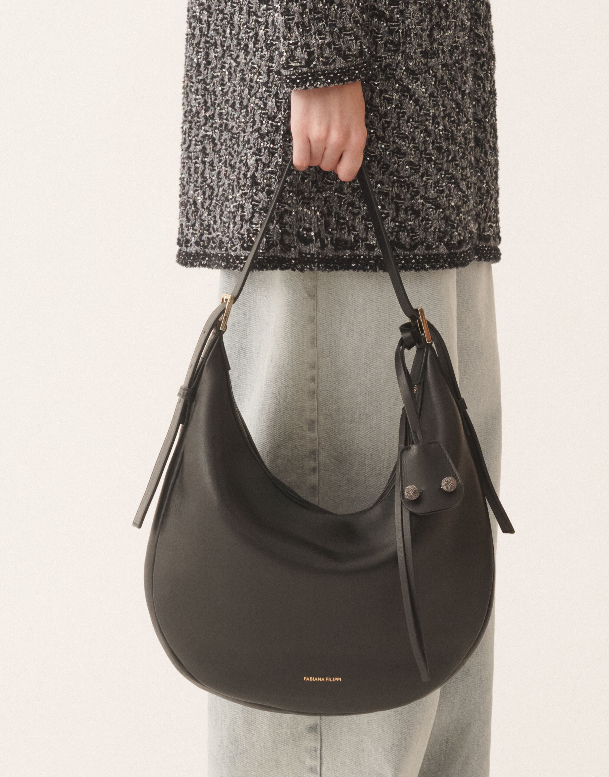 Fabiana Filippi Black nappa hobo bag Black BGD266A803M0040000