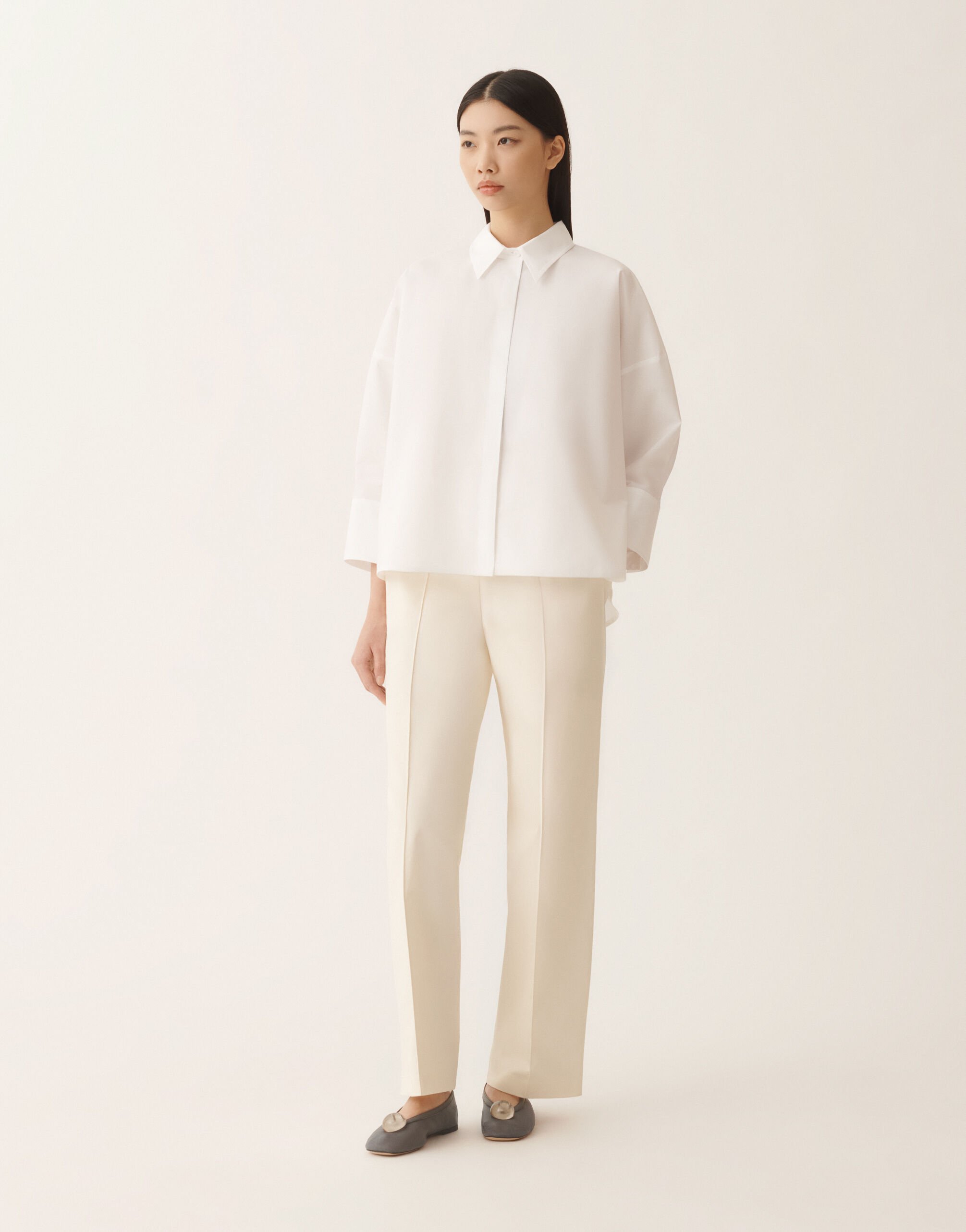 Fabiana Filippi Cropped shirt in optic white poplin White CAD266F309L5820000