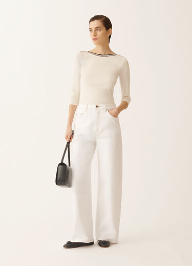 Fabiana Filippi Marinière T-shirt in butter and midnight blue jersey MIDNIGHT BLUE JED276F563M2030000