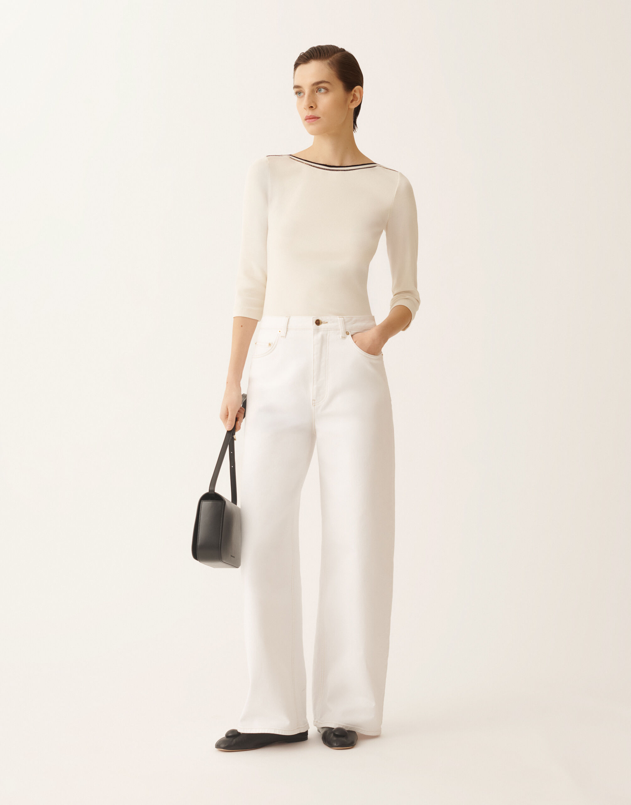 Fabiana Filippi Marinière T-shirt in butter and midnight blue jersey MIDNIGHT BLUE JED276F563M2030000