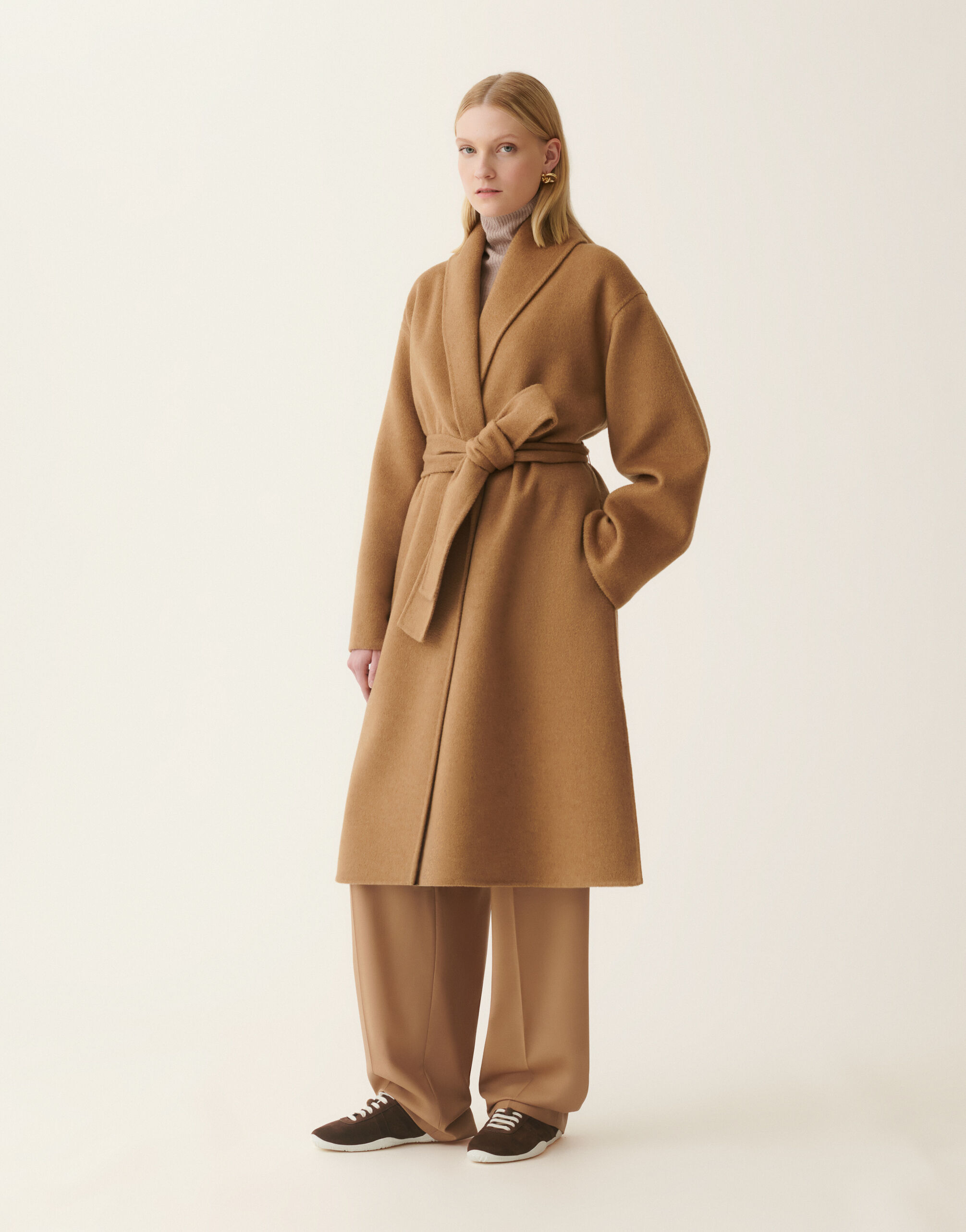 Fabiana Filippi Cashmere double robe coat, rattan Rattan CTD226F662M3930000
