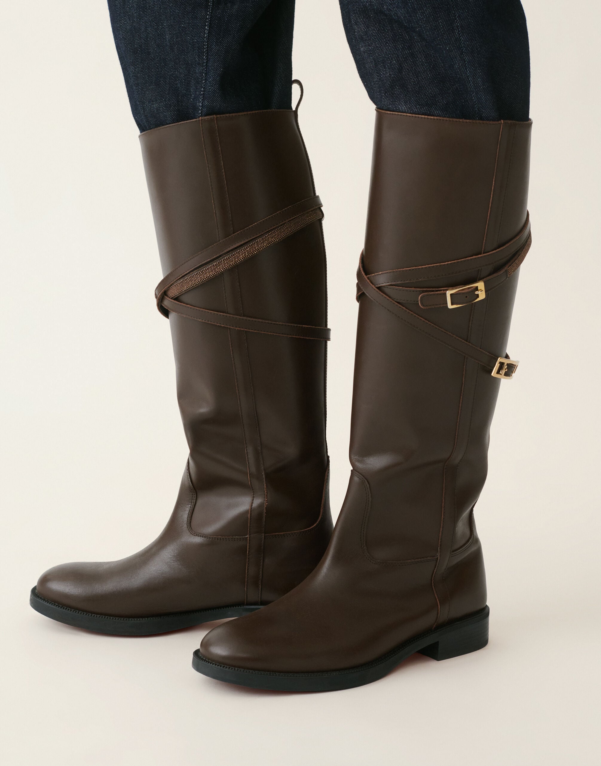 Fabiana Filippi Riding boot in brushed calfskin, ebony Ebony ASD216A821M5130000