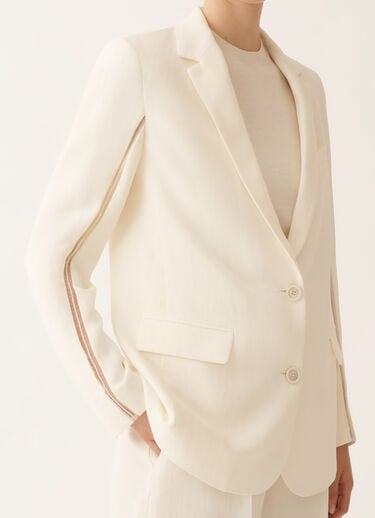 Übergroße Jacke aus fließendem Leinen und Viskose, butterfarben Fabiana Filippi Übergroße Jacke aus fließendem Leinen und Viskose, butterfarben BUTTER GCD276F218M1480000