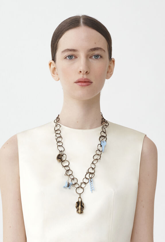 Fabiana Filippi Collier chaîne avec pendentifs en laiton écologique BXD274A962H1590000