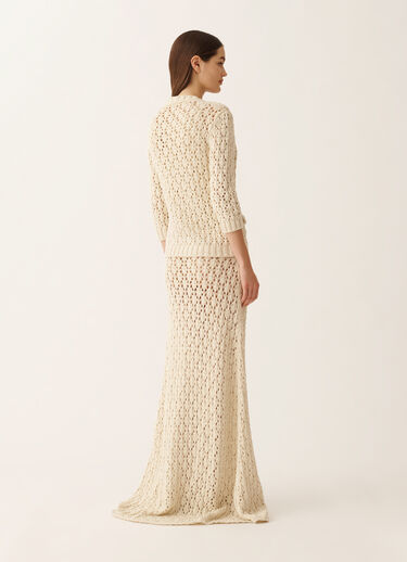 Fabiana Filippi Cotton tape cardigan with sequins, in cream BUTTER MAD276F559M1020000