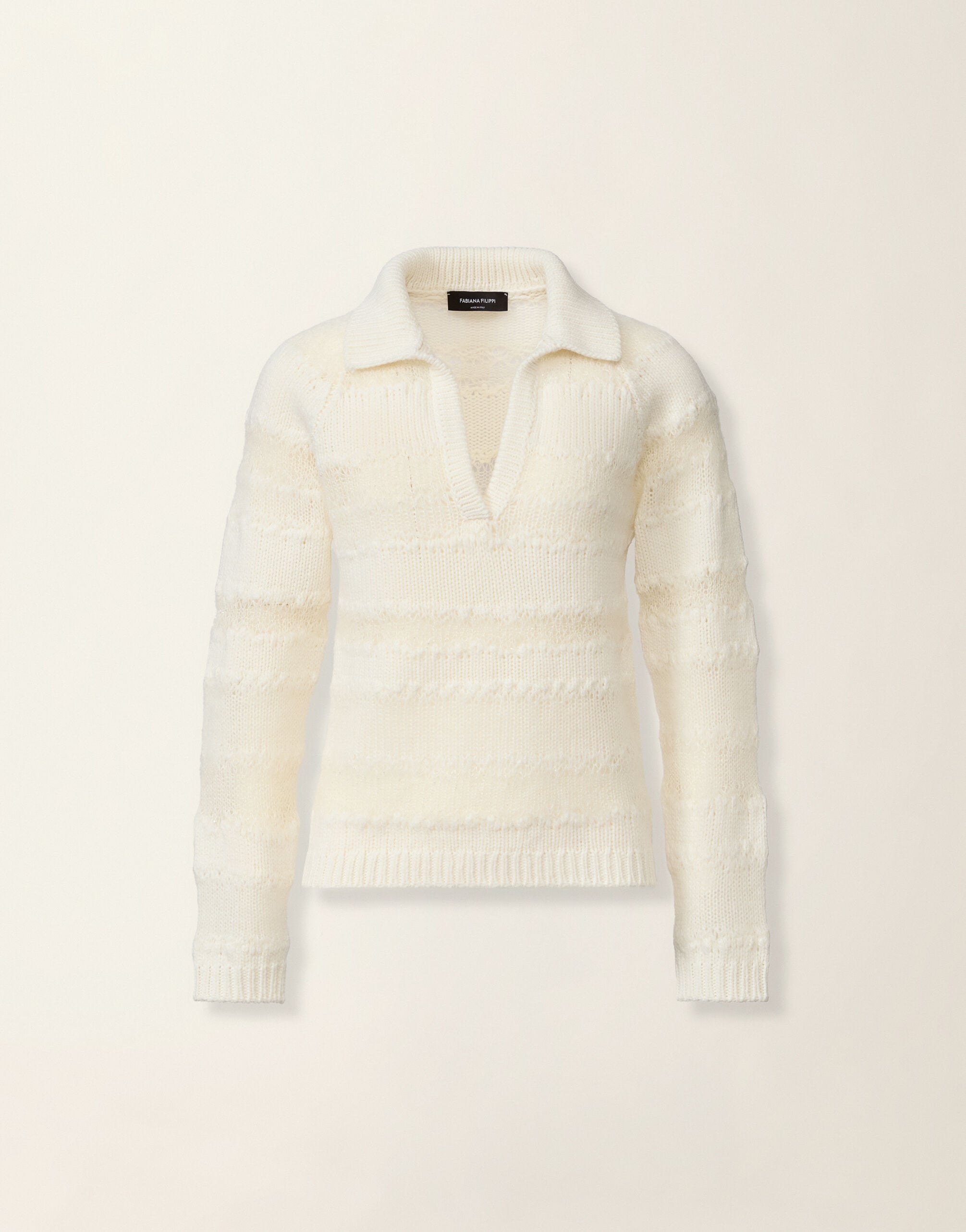 Platinum mohair and micro-sequin striped sweater, raffia Fabiana Filippi Platinum mohair and micro-sequin striped sweater, raffia Raffia MAD226F459M4510000
