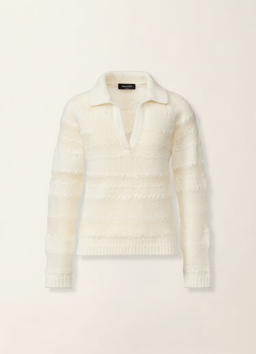 Platinum mohair and micro-sequin striped sweater, raffia Fabiana Filippi Platinum mohair and micro-sequin striped sweater, raffia Raffia MAD226F459M4510000
