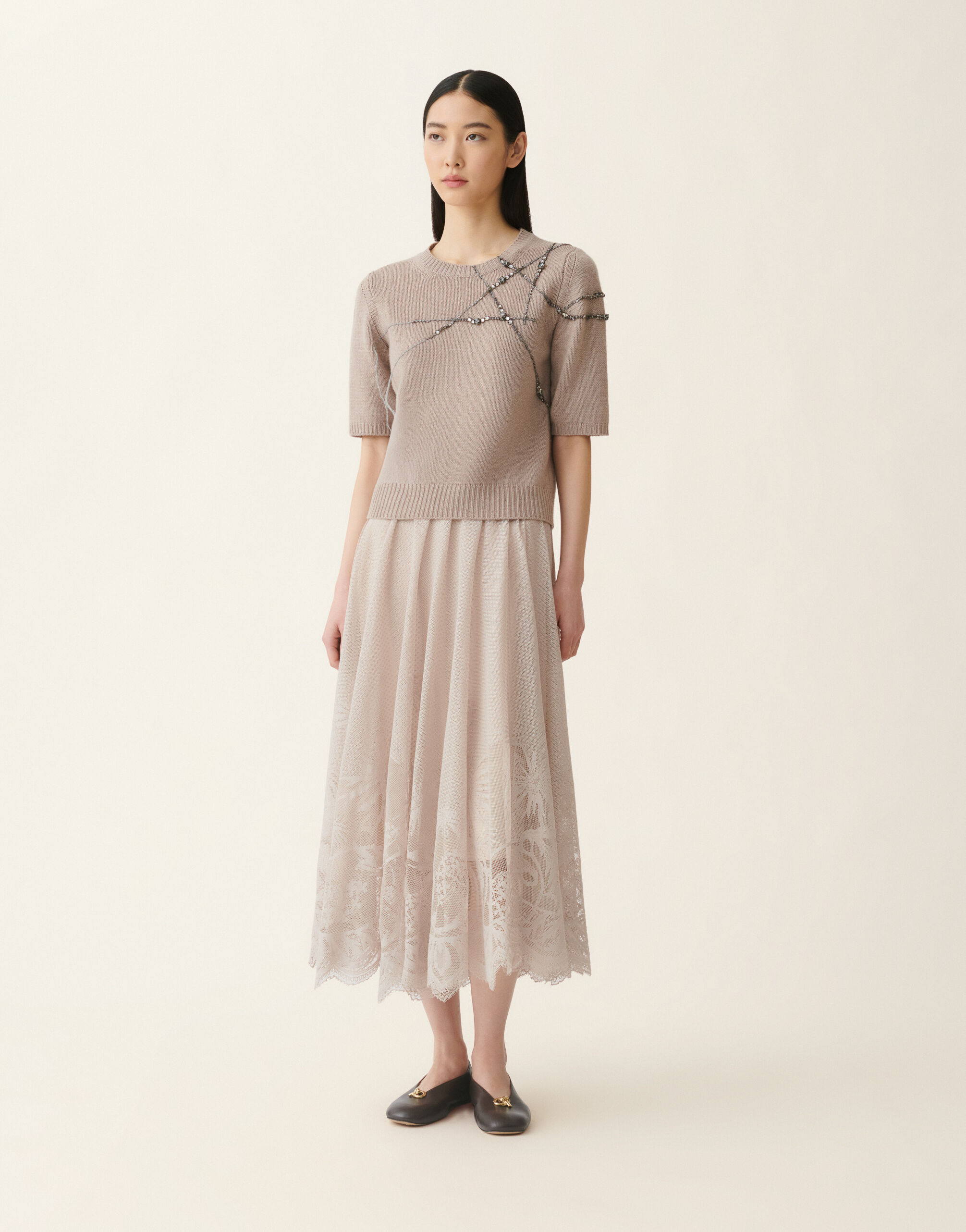 Maglia in cashmere garza, moka meringa Fabiana Filippi Maglia in cashmere garza, moka meringa Moka meringa MAD216F490M2870000
