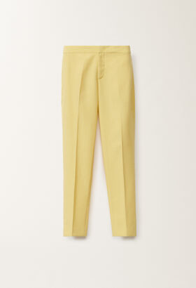 Fabiana Filippi Montefalco wool and linen mat trousers, cedar YELLOW PAD265F326D8220000