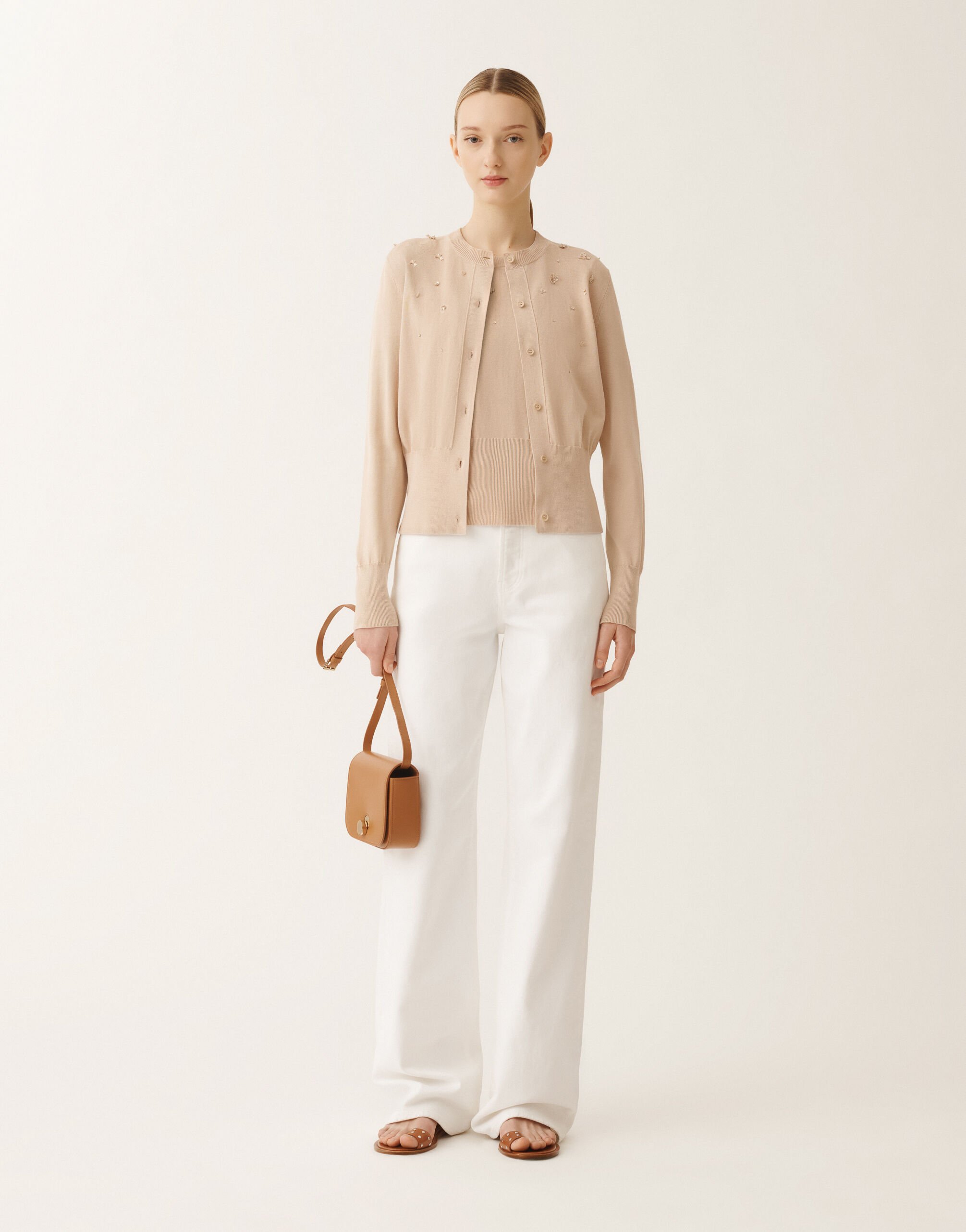 Fabiana Filippi Cotton cardigan, sand SAND MAD275F543L3350000