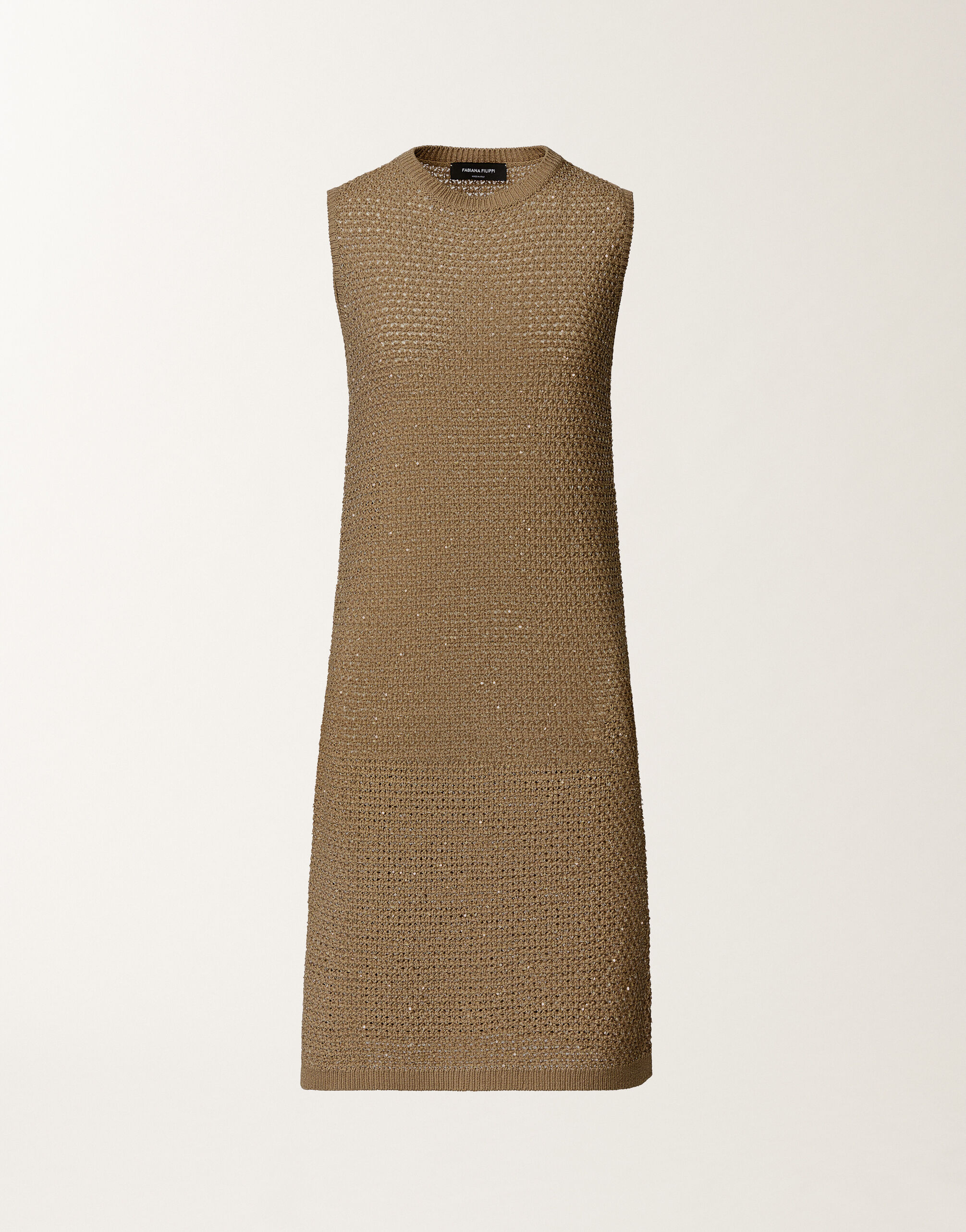 Fabiana Filippi Mini dress in cotton tape with sequins, khaki KHAKI ABD276F593M1200000