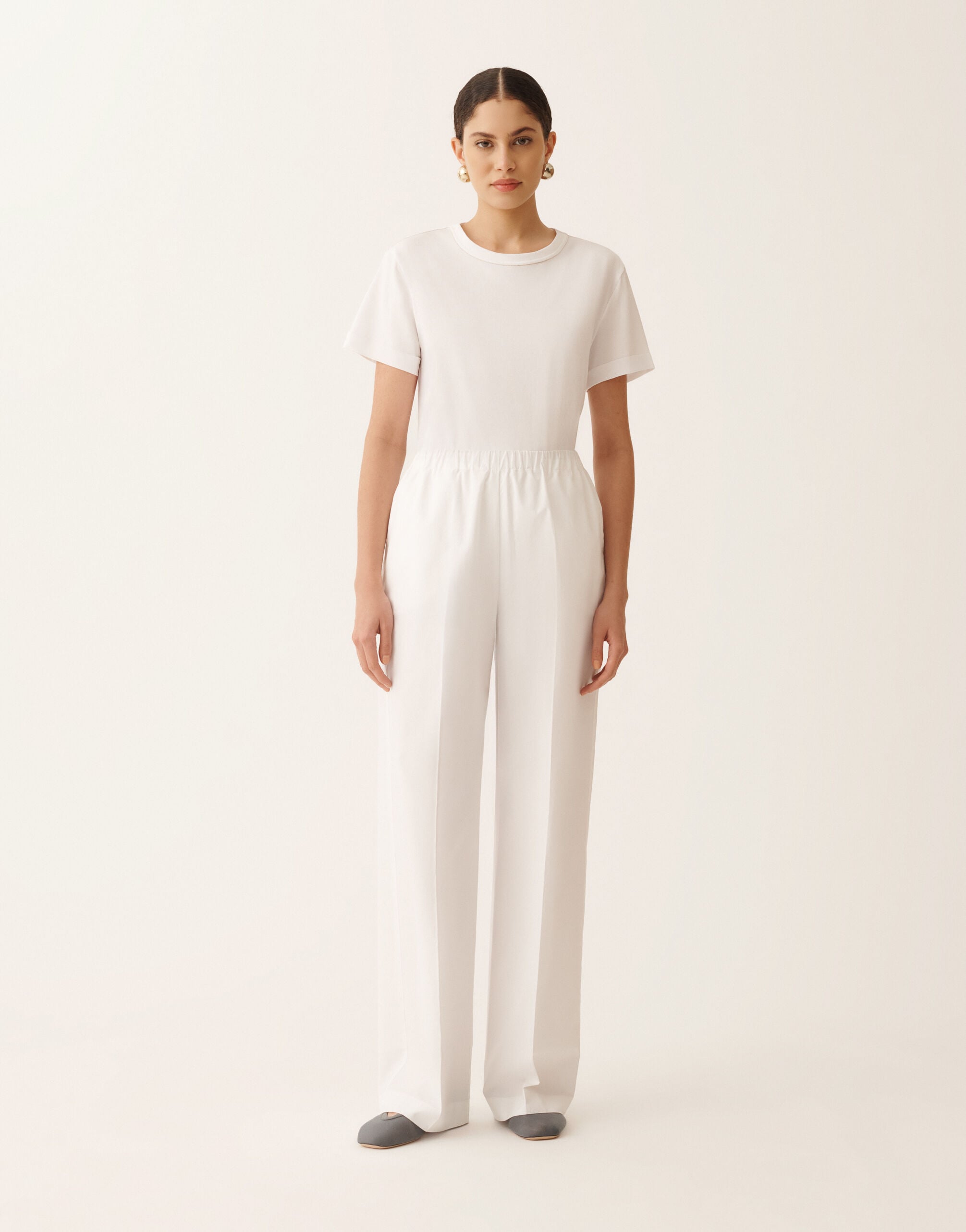 Trevi pants in optical white poplin for Women | Fabiana Filippi®