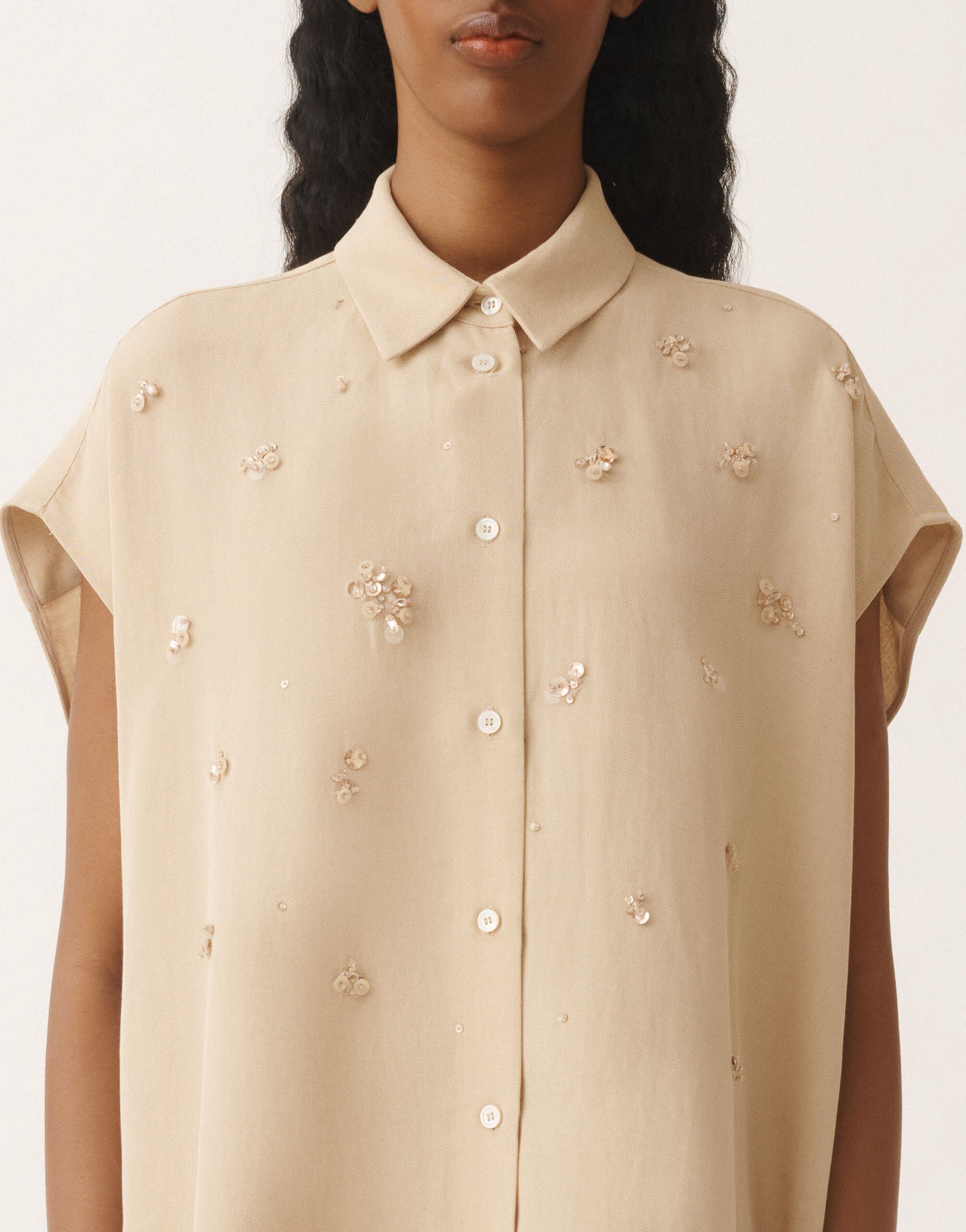 Fabiana Filippi Linen and viscose shirt dress, sand SAND ABD275F655L3720000