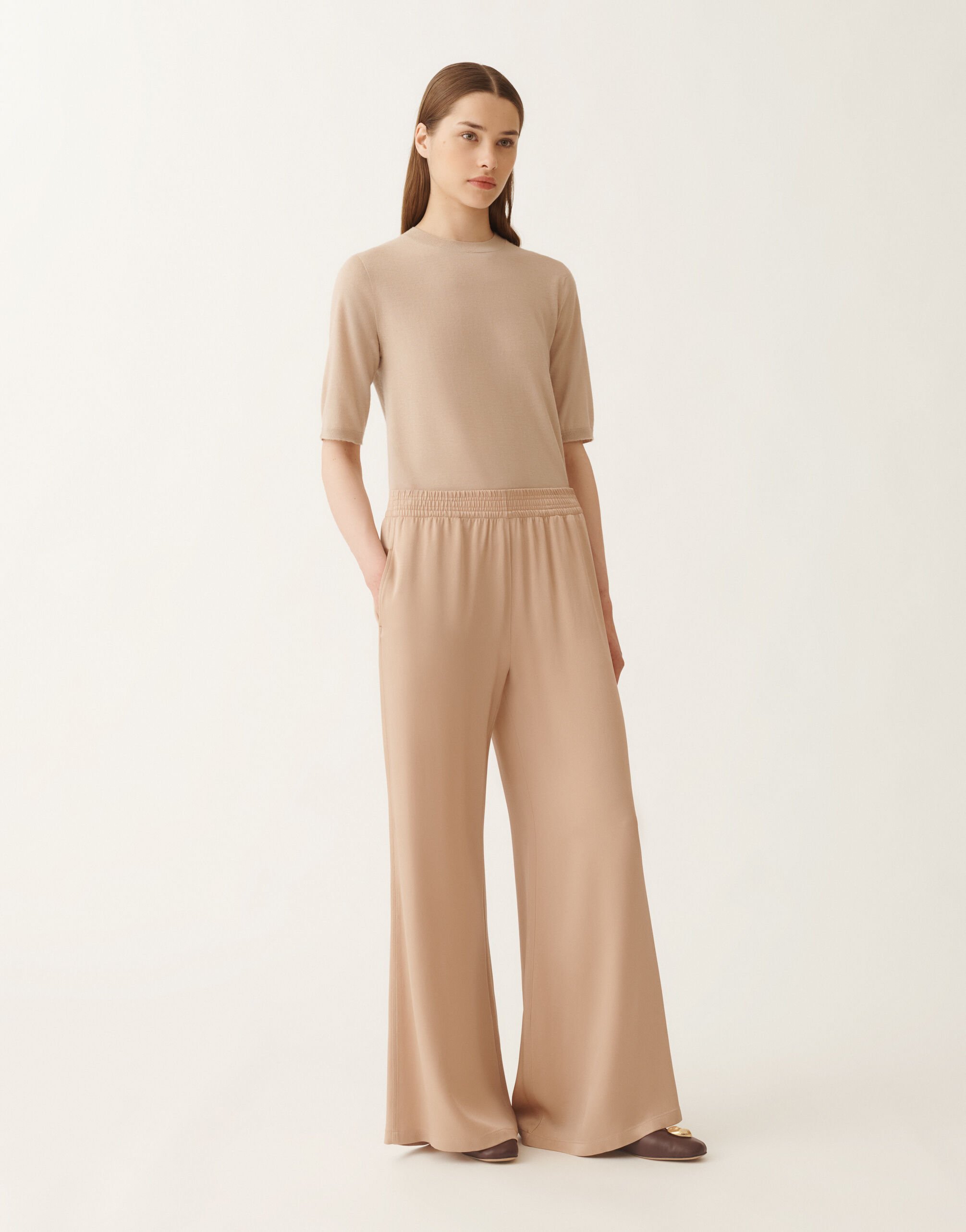 Fabiana Filippi Amelia envers satin trousers, maple BEIGE PAD215F291D9080000