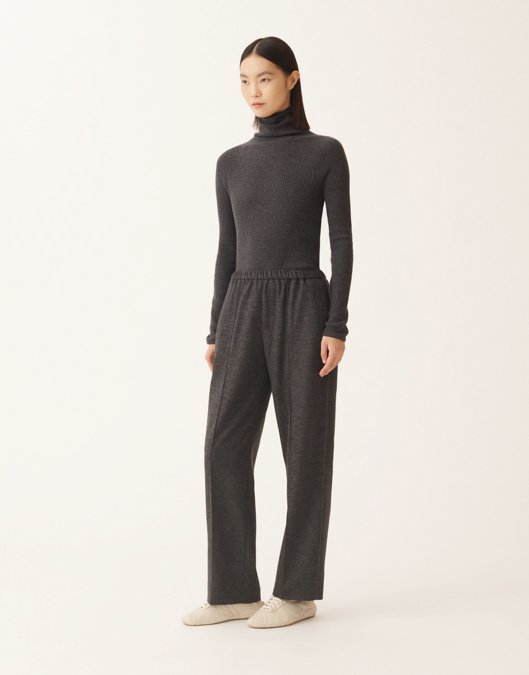 Fabiana Filippi Gubbio trousers in boiled wool jersey, slate Grey PAD225F322L6110000