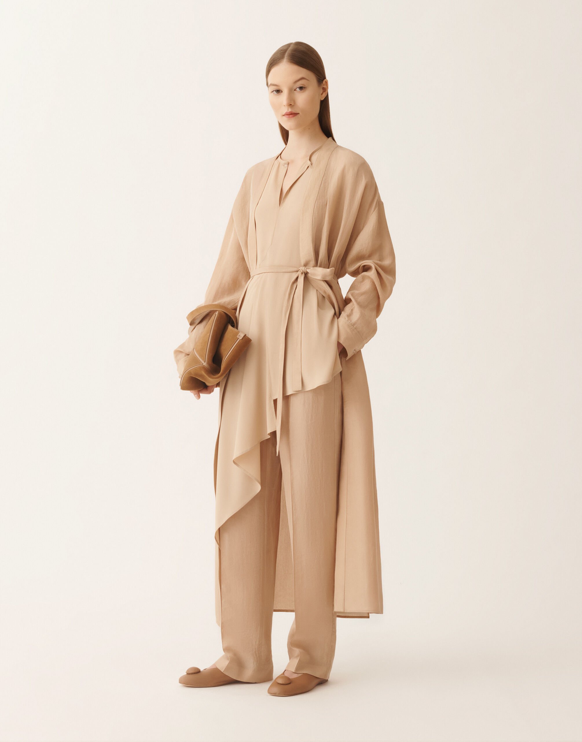 Fabiana Filippi Pantalón Gubbio jogging en fluido, arce Beige PAD266F322L7850000