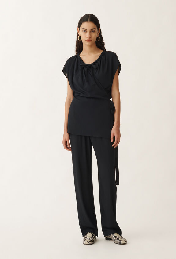 Fabiana Filippi Stretch sablé top, midnight blue BLUE TPD275F617L2350000
