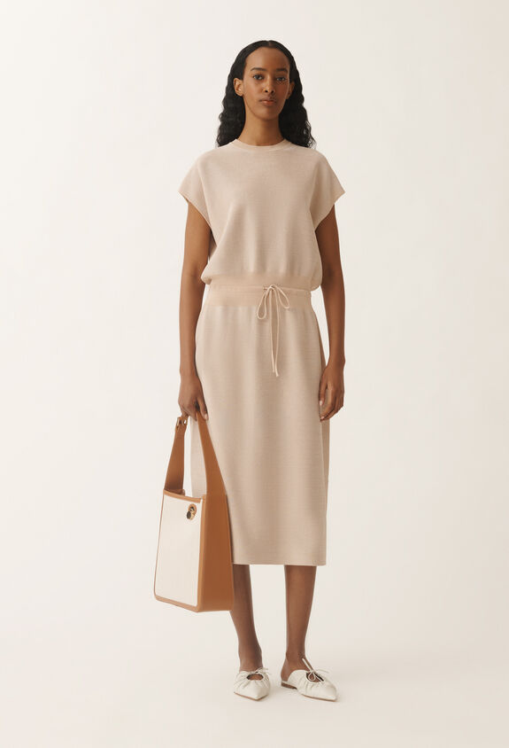 Fabiana Filippi Cotton dress with lurex, sand SAND ABD275F625L2330000