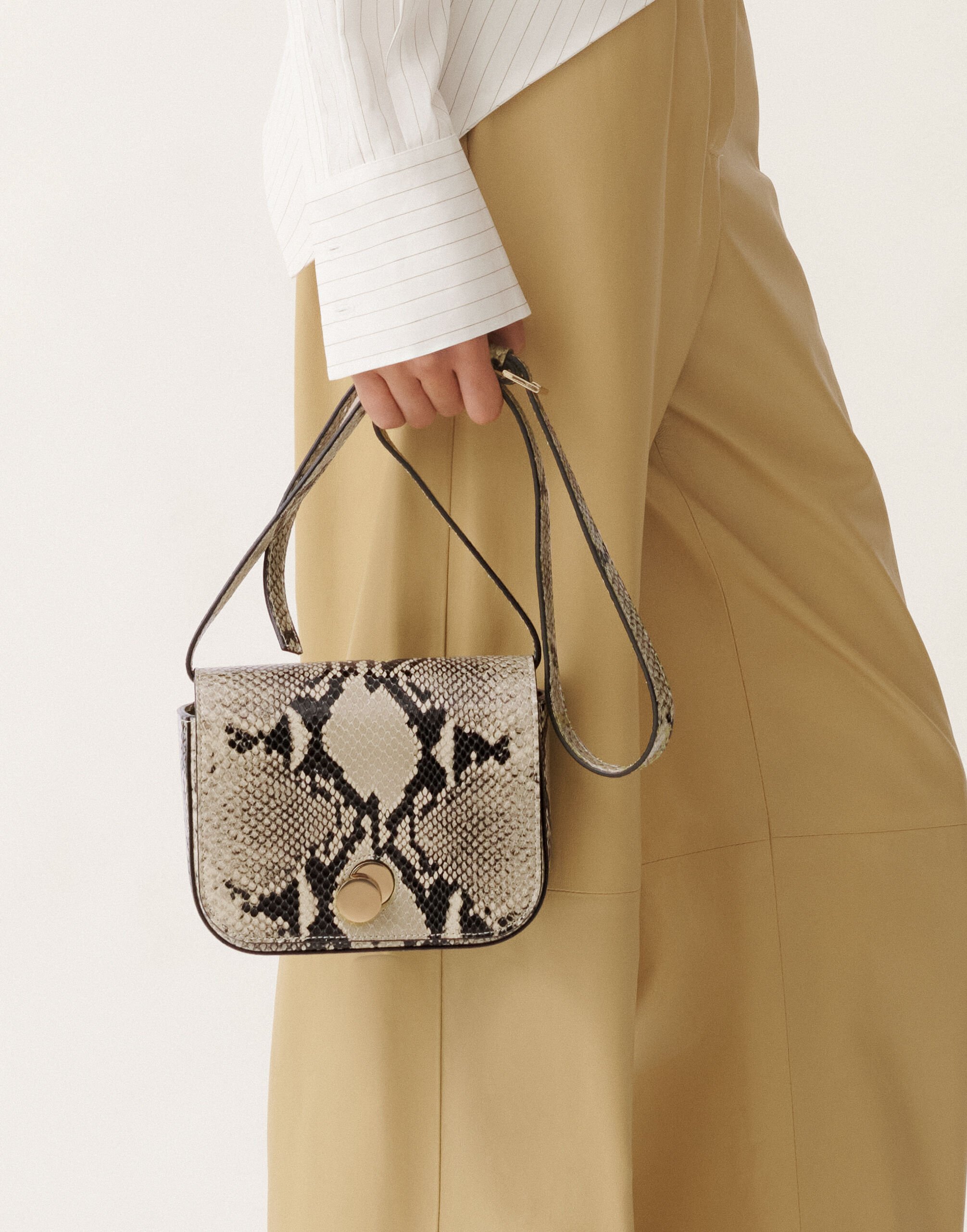 Fabiana Filippi Eclissi python-print calfskin mini messenger bag, putty WHITE BGD265A860L2520000