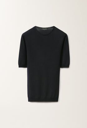 Fabiana Filippi Cotton and silk T-shirt, midnight blue BLACK MAD265F038L1610000